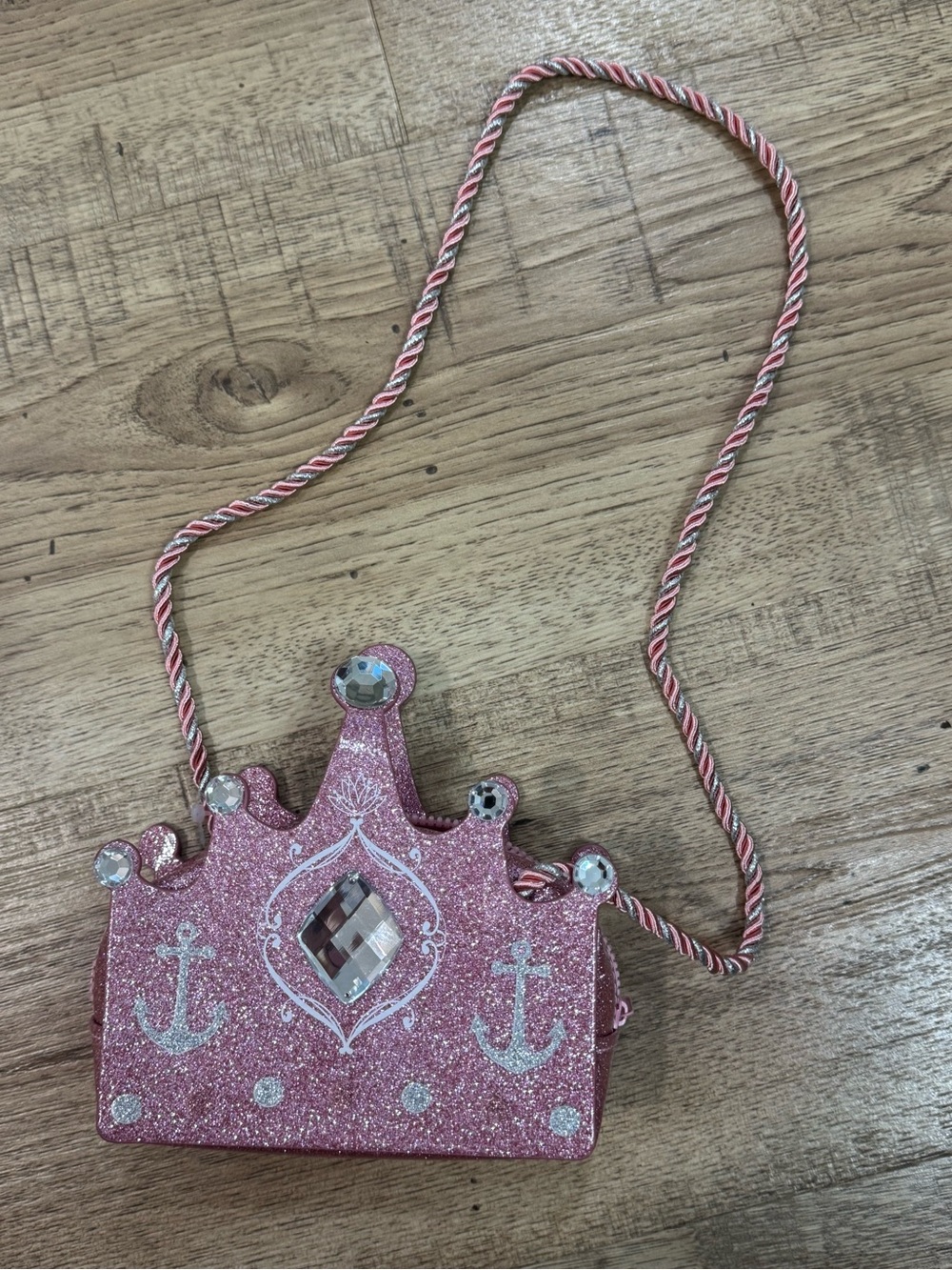 Disney Pink Glitter Princess Crown Crossbody Bag
